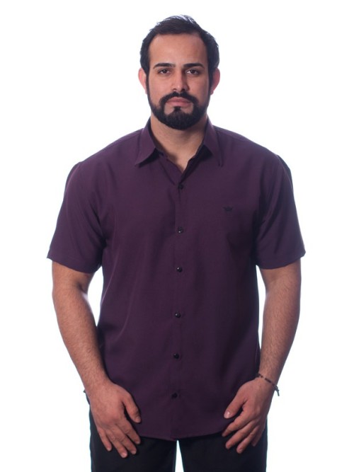 Camisa social roxa masculina de microfibra Camisa social roxa masculina de microfibra