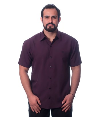 Camisa social roxa masculina de microfibra