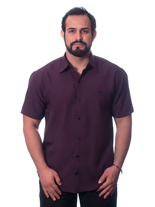Camisa social roxa masculina de microfibra