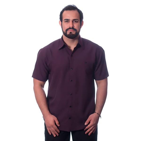 Camisa social roxa masculina de microfibra