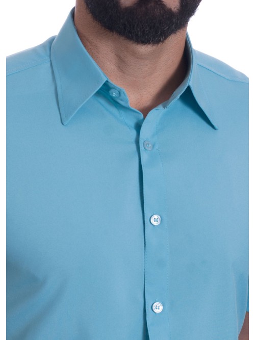 Camisa social azul celeste Clearance