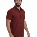 Camisa social vinho masculina manga curta de microfibra