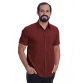 Camisa social vinho masculina manga curta de microfibra