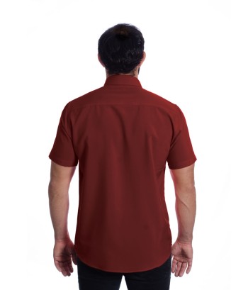 Camisa social vinho masculina manga curta de microfibra