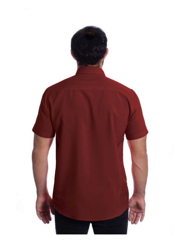 Camisa social vinho masculina manga curta de microfibra