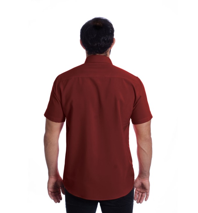 Camisa social vinho masculina manga curta de microfibra Camisa social vinho masculina manga curta de microfibra