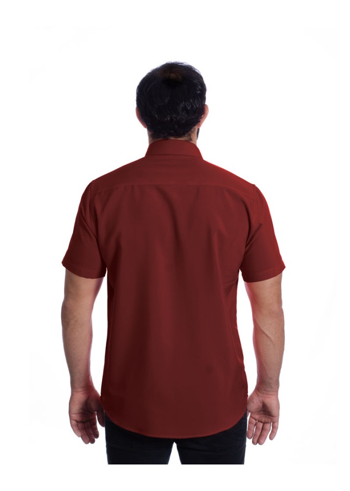 Camisa social vinho masculina manga curta de microfibra