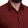 Camisa social vinho masculina manga curta de microfibra
