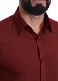 Camisa social vinho masculina manga curta de microfibra