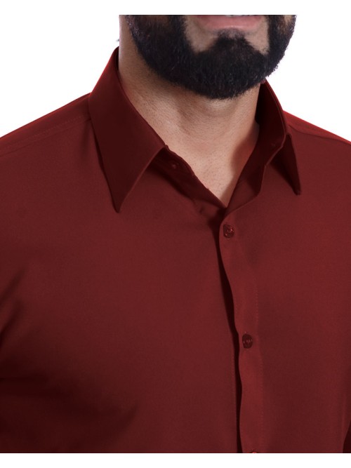 Camisa social vinho masculina manga curta de microfibra