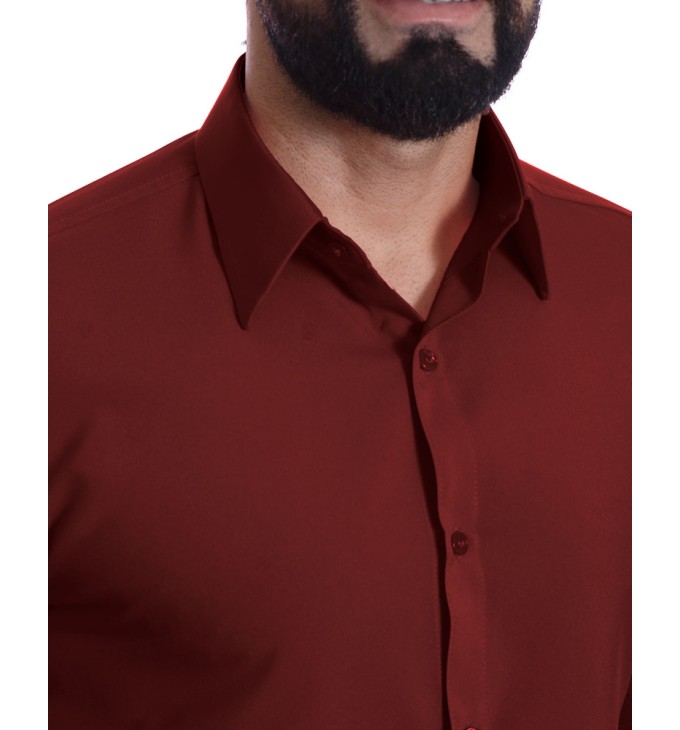 Camisa social vinho masculina manga curta de microfibra Camisa social vinho masculina manga curta de microfibra