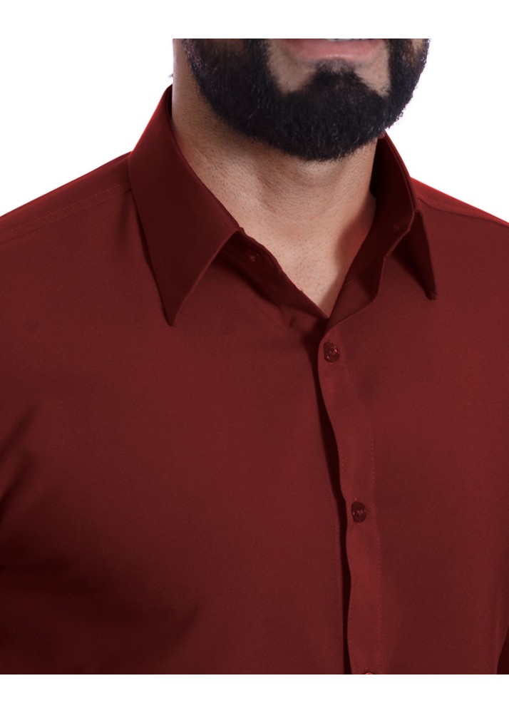 Camisa social vinho masculina manga curta de microfibra