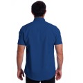 Camisa social azul royal masculina de microfibra manga curta