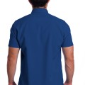 Camisa social azul royal masculina de microfibra manga curta