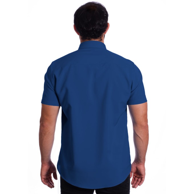 Camisa social azul royal masculina de microfibra manga curta Camisa social azul royal masculina de microfibra manga curta