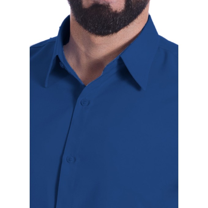 Camisa social azul royal masculina de microfibra manga curta Camisa social azul royal masculina de microfibra manga curta