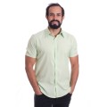 Camisa social verde-água masculina de microfibra manga curta Camisa social verde-água masculina de microfibra manga curta