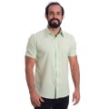 Camisa social verde-água masculina de microfibra manga curta Camisa social verde-água masculina de microfibra manga curta