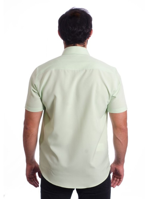 Camisa social verde-água masculina de microfibra manga curta