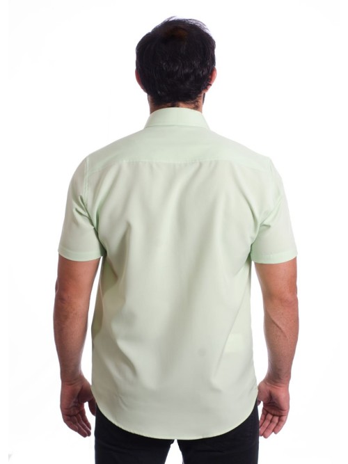 Camisa social verde-água masculina de microfibra manga curta Camisa social verde-água masculina de microfibra manga curta