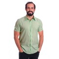 Camisa social verde-água masculina de microfibra manga curta