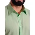 Camisa social verde-água masculina de microfibra manga curta