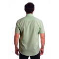 Camisa social verde-água masculina de microfibra manga curta