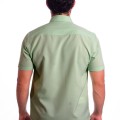 Camisa social verde-água masculina de microfibra manga curta