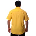 Camisa social amarela masculina manga curta microfibra