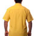 Camisa social amarela masculina manga curta microfibra