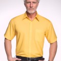 Camisa social amarela masculina manga curta microfibra