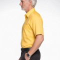 Camisa social amarela masculina manga curta microfibra