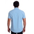 Camisa social azul claro masculina manga curta de microfibra
