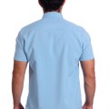 Camisa social azul claro masculina manga curta de microfibra