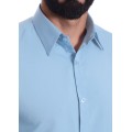 Camisa social azul claro masculina manga curta de microfibra