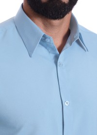 Camisa social azul claro masculina manga curta de microfibra
