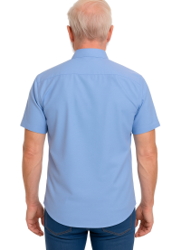 Camisa social azul colonial de microfibra manga curta