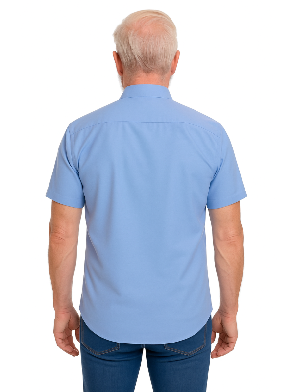 Camisa social azul colonial de microfibra manga curta Camisa social azul colonial de microfibra manga curta