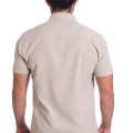 Camisa social caqui masculina de microfibra manga curta