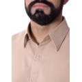 Camisa social bege masculina de microfibra manga curta