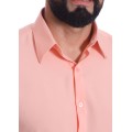 Camisa social salmão masculina de microfibra manga curta