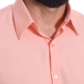 Camisa social salmão masculina de microfibra manga curta