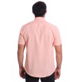 Camisa social salmão masculina de microfibra manga curta