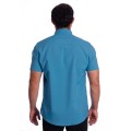 Camisa social azul masculina de microfibra manga curta