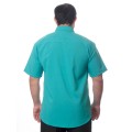 Camisa social verde masculina de microfibra manga curta