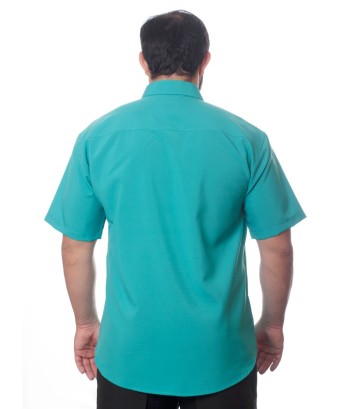 Camisa social verde masculina de microfibra manga curta