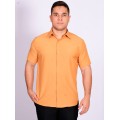 Camisa social mostarda masculina manga curta microfibra