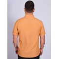 Camisa social mostarda masculina manga curta microfibra Camisa social mostarda masculina manga curta microfibra