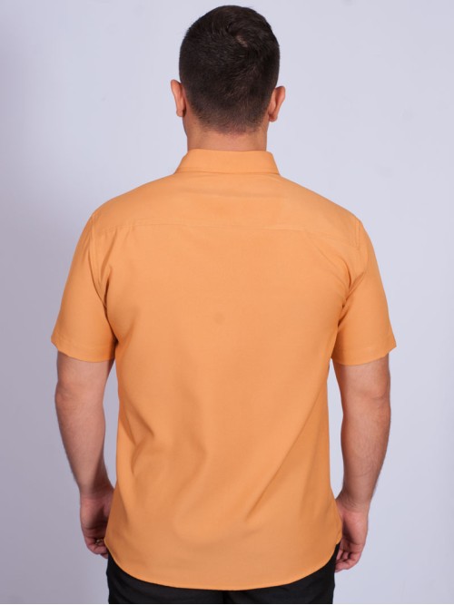 Camisa social mostarda masculina manga curta microfibra Camisa social mostarda masculina manga curta microfibra