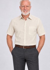 Camisa social palha masculina de microfibra manga curta